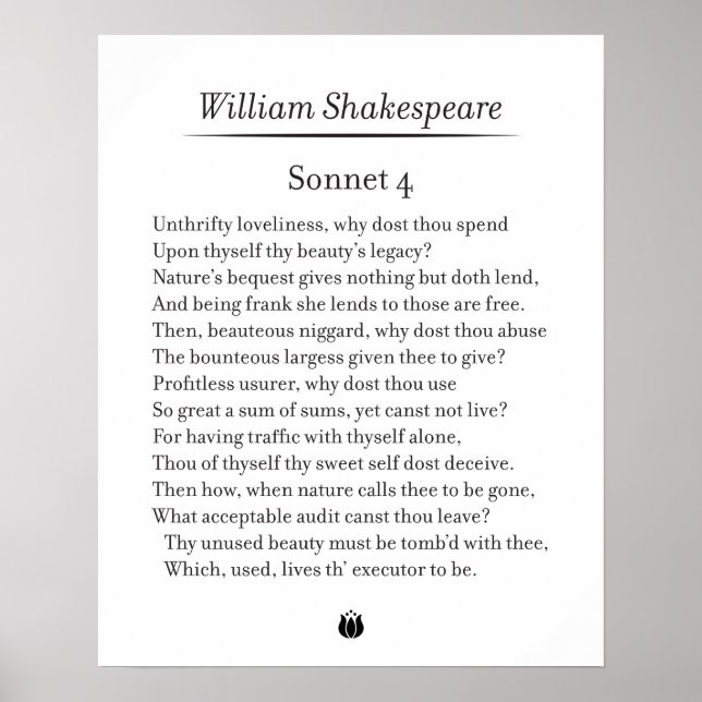 Poster Sonnet 4 par William Shakespeare (Devant)