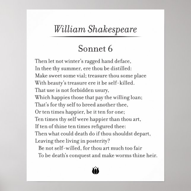 Poster Sonnet 6 par William Shakespeare (Devant)