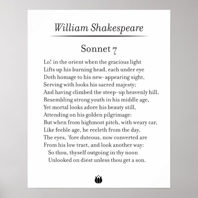 Poster Sonnet 7 par William Shakespeare (Devant)