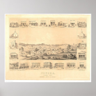 Poster Sonora, carte panoramique 1854 (1647A) de CA -