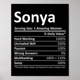 Poster Sonya Nutrition Nom personnalisé Drôle Noël