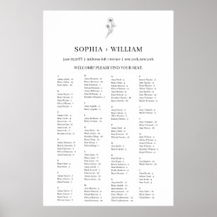 Poster Sophia Elegant Alphabetical Seating Chart
