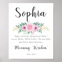 Sophia nom signifiant Imprimer avec fleurs roses 8
