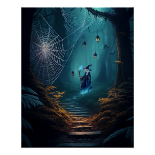Poster Sorcier araignée Halloween ensorcelé