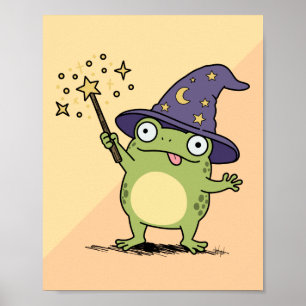 Poster Sorcier Grenouille Lançant des Sorts