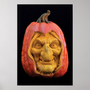 Poster Sorcière à la sculpte Jack-O’-lanterne Halloween