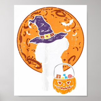 Poster Sorcière Caniche Lune Citrouille Halloween Chien H