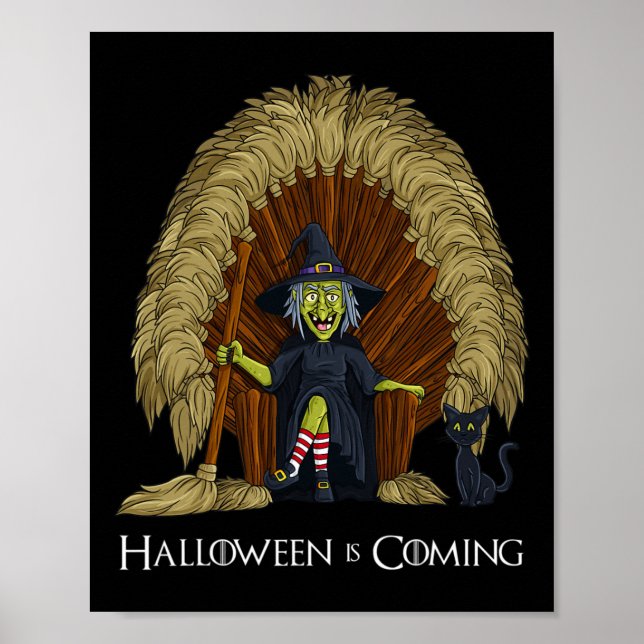 Poster Sorcière Chambres Trône Amusants Halloween Filles  (Devant)