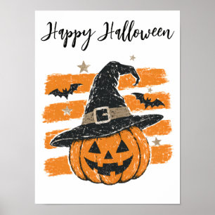Poster Sorcière Citrouille Halloween Trick or Treat