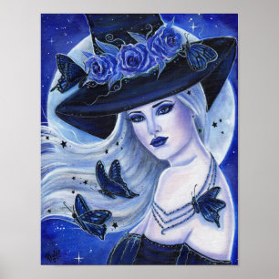 Poster Sorcière d'Halloween aux papillons de Renée Lavoie