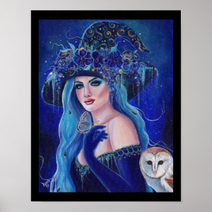 Poster Sorcière d'Halloween aux papillons de Renée Lavoie