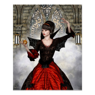 Poster Sorcière Fantasy - Art Halloween Château Médiéval