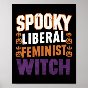 Poster Sorcière féministe libérale éffrayante Halloween f