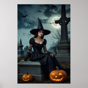 Poster Sorcière gothique d'Halloween