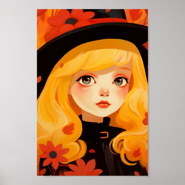 Poster Sorcière mignonne (Devant)