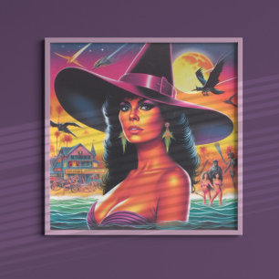 Poster Sorcière Rétrowave 80s