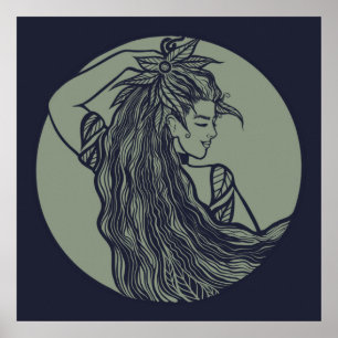 Poster Sorcière verte de la déesse de la Terre Sorcière d