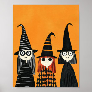 Poster Sorcières Fantaisistes Halloween Mignon Épouvantab