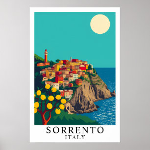 Poster Sorrento Italie Voyage Vintage Citrons Art