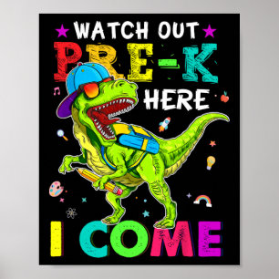 Poster Sortez Pré K Ici Je Viens Dinosaures À L'École