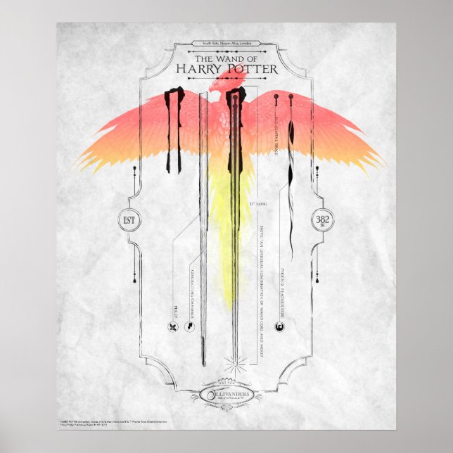 Poster Sortilège Harry Potter | Infographie de la baguett (Devant)