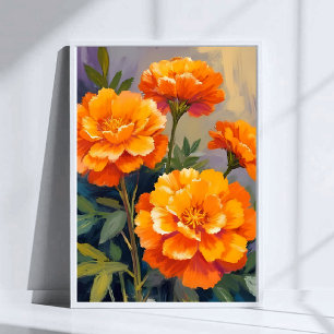Poster Soudeils dorés Fleurs aquarelles Floral