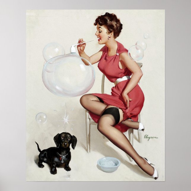 Poster Souffler les bulles Pin Up (Devant)
