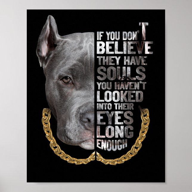 Poster Soul Pitbull I Love Pitbull Amoureux des chiens (Devant)