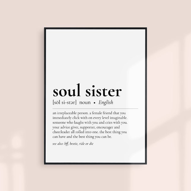 Poster Soul Soeur Définition Meilleur Ami Amitié Cadeau (Créateur téléchargé)