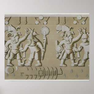 Poster Soulagement de Bas des guerriers aztèques