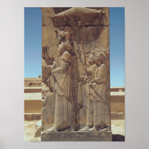 Poster Soulagement dépeignant Xerxes I avec deux préposés
