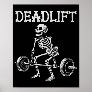 Poster Soulevé de terre drôle d'Halloween squelette muscu