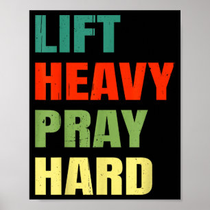 Poster Soulever lourd prier dur gym chrétien drôle dicton