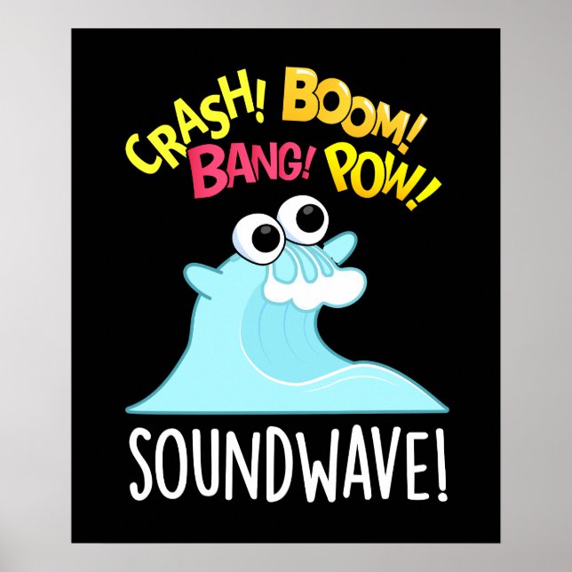 Poster Sound Wave Funny Ocean Pun Dark BG (Devant)