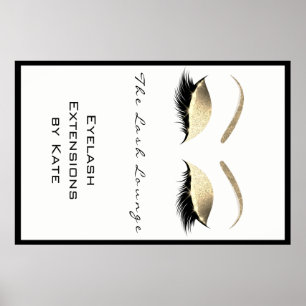 Poster Sourcils de charme d'or blanc de nom de salon de