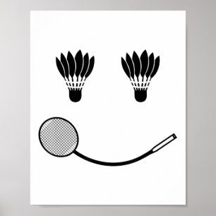 Poster Sourire de badminton Équipe de Joueur Entraîneur d