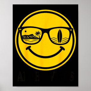 Poster Sourire de plage aloha visage hawaii surf océan ét