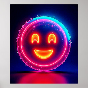 Poster Sourire Néon : Conception Lumineuse et Heureuse