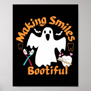 Poster Sourires Joliment Drôle Fantôme Dentiste Halloween