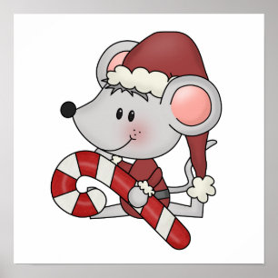 Poster Souris de Noël avec du sucre de canne