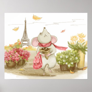 Poster Souris mignonne à Paris