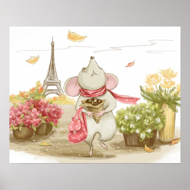 Poster Souris mignonne à Paris (Devant)