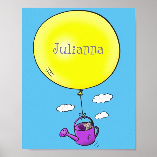 Poster Souris mignonne dans la canette d'arrosage avec de (Devant)