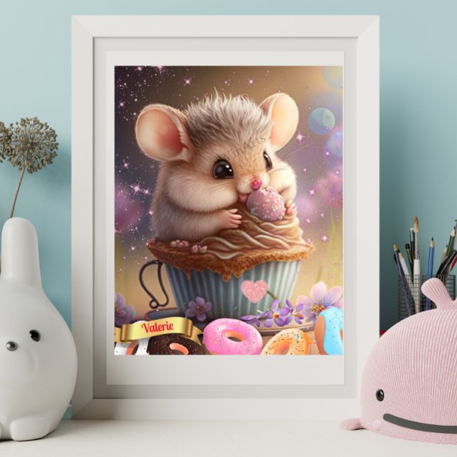 Poster Souris mignonne dans un gobelet friandises personn (Créateur téléchargé)