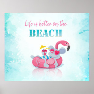 Poster Souris mignonne  Plage élégante