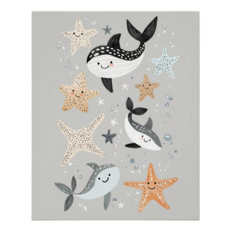Poster Sous la crèche marine Imprimer, Kids Beach Wall Ar