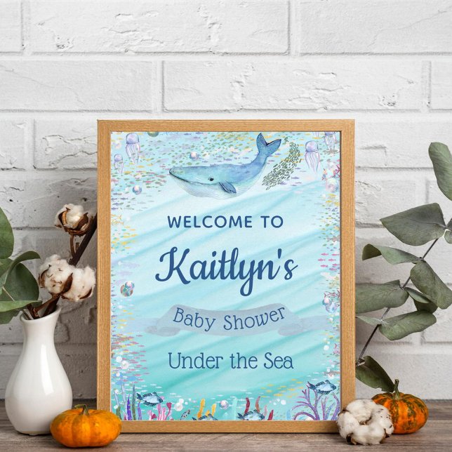 Poster Sous la mer | Accueil Baby shower à thème Océan (Créateur téléchargé)