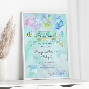 Poster Sous la mer Créatures mignonne Baby shower