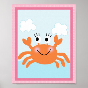 Poster Sous la mer/ Fille /Vie marine/Poster d'art rose