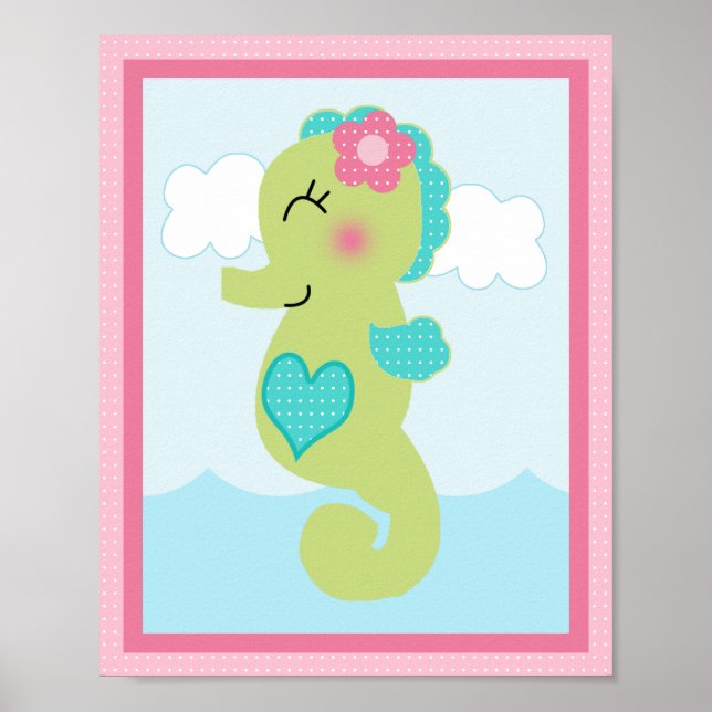 Poster Sous la mer/ Fille /Vie marine/Poster d'art rose (Devant)
